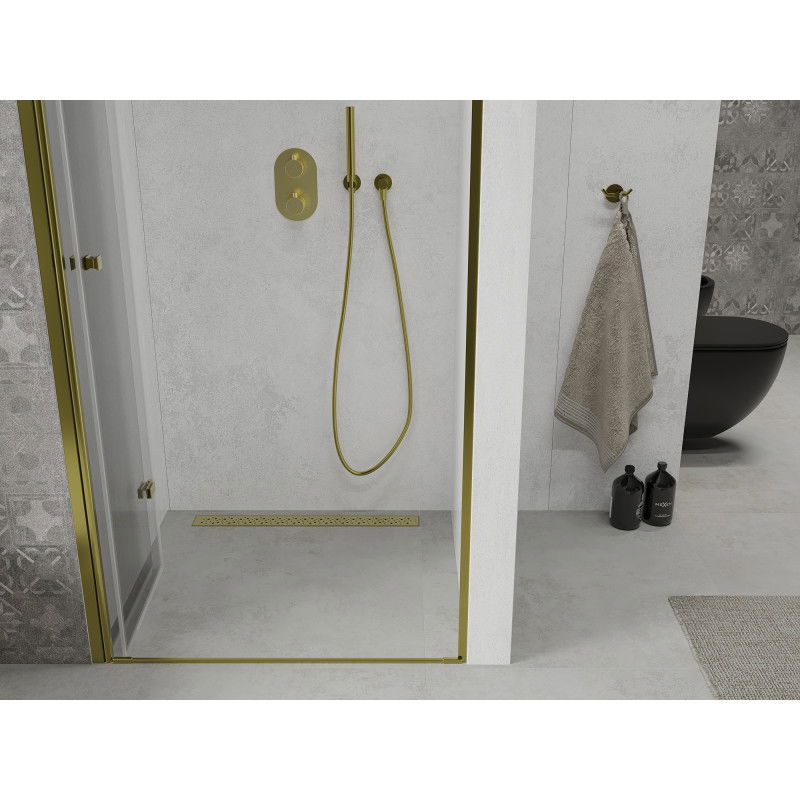 Mexen Lima 70 cm Folded Shower Door, Transparent, Gold - 856-070-000-50-00