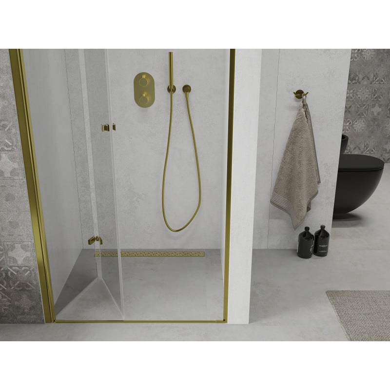 Mexen Lima folding shower door 70 cm, transparent, gold - 856-070-000-50-00