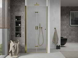 Mexen Lima folding shower door 70 cm, Transparent, Gold - 856-070-000-50-00