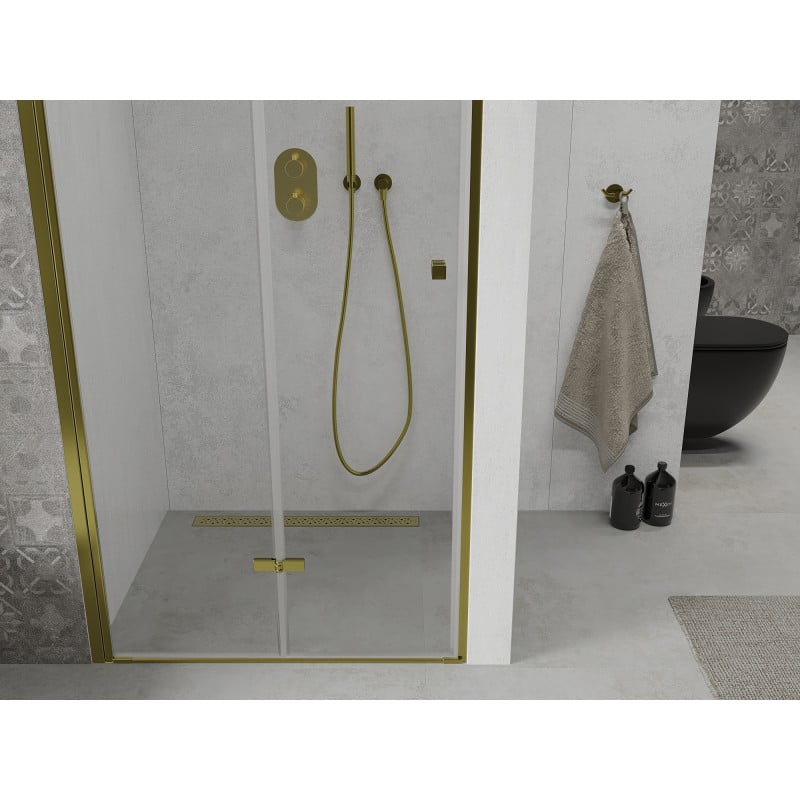 Mexen Lima folding shower door 70 cm, transparent, gold - 856-070-000-50-00
