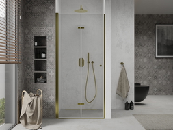 Mexen Lima 80 cm Folding Shower Doors, Transparent, Gold - 856-080-000-50-00