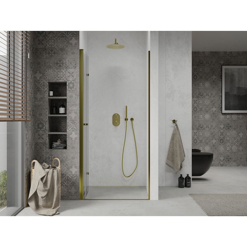 Mexen Lima 80 cm Folding Shower Doors, Transparent, Gold - 856-080-000-50-00