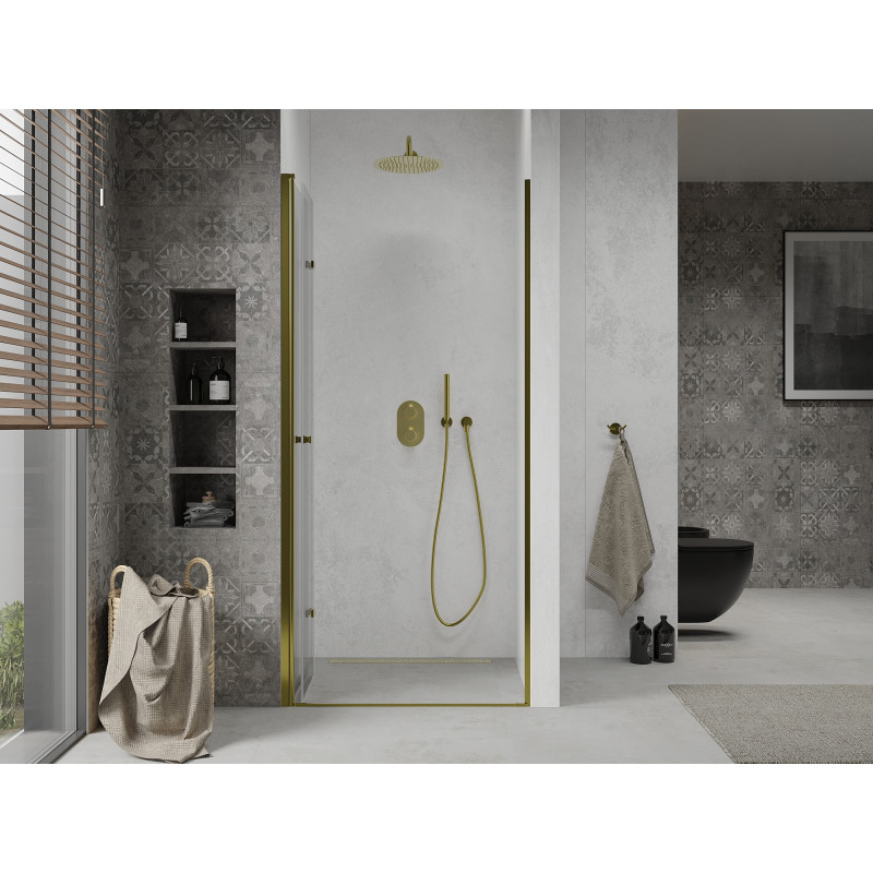 Mexen Lima folding shower door 100 cm, transparent, gold - 856-100-000-50-00