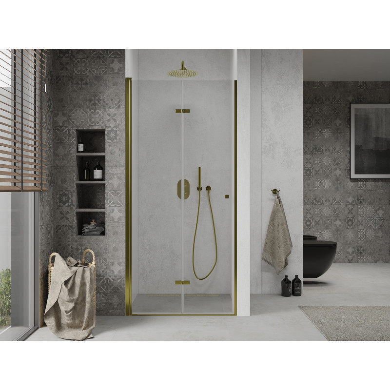 Mexen Lima folding shower door 100 cm, transparent, gold - 856-100-000-50-00