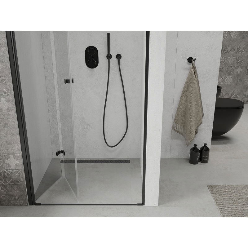 Mexen Lima folding shower door 70 cm, transparent, black - 856-070-000-70-00