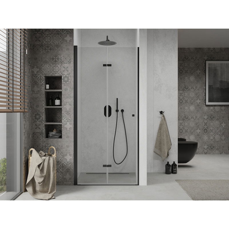 Mexen Lima folding shower door 70 cm, transparent, black - 856-070-000-70-00