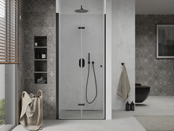 Mexen Lima folding shower door 70 cm, Transparent, Black - 856-070-000-70-00