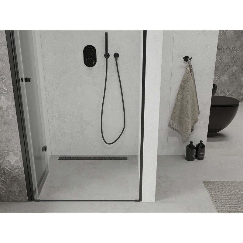 Mexen Lima 90 cm Folding Shower Door, Transparent, Black - 856-090-000-70-00