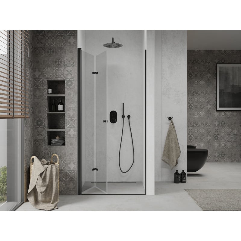 Mexen Lima folding shower door 100 cm, transparent, black - 856-100-000-70-00