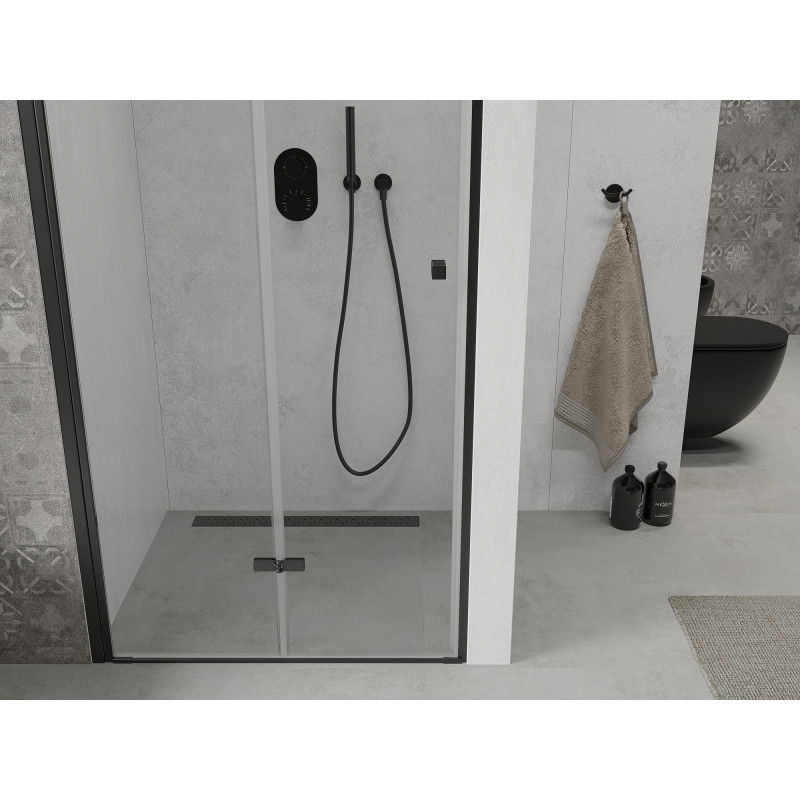 Mexen Lima 110 cm folding shower door, transparent, black - 856-110-000-70-00