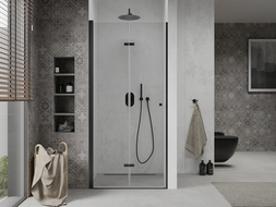 Mexen Lima folding shower door 120 cm, Transparent, Black - 856-120-000-70-00