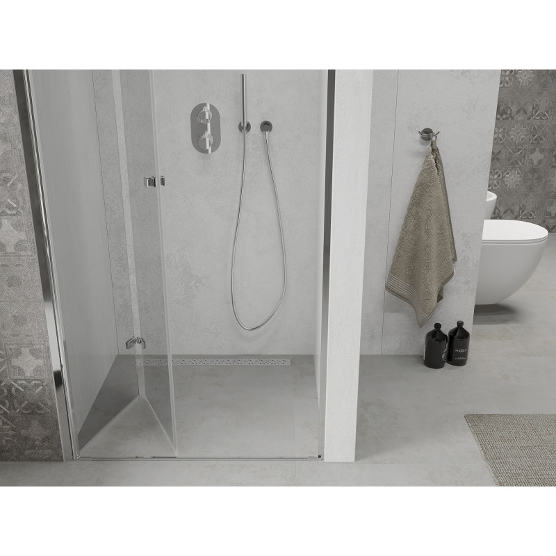 Mexen Lima folding shower door 80 cm, transparent, chrome - 856-080-000-01-00