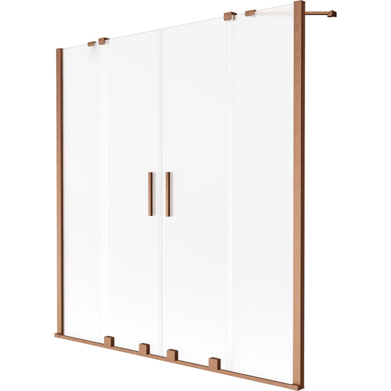 Mexen Velar Duo 2-leaf Sliding Bathtub Screen 140 x 150 cm, Frosted, Brushed Copper - 896-140-000-32-65