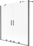 Mexen Velar Duo 2-Panel Sliding Bathtub Screen 140 x 150 cm, Frosted, Brushed Gun Gray - 896-140-000-32-66