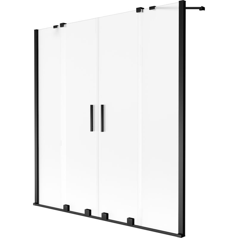 Mexen Velar Duo 2-Panel Sliding Bathtub Screen 140 x 150 cm, Frosted, Black - 896-140-000-32-70