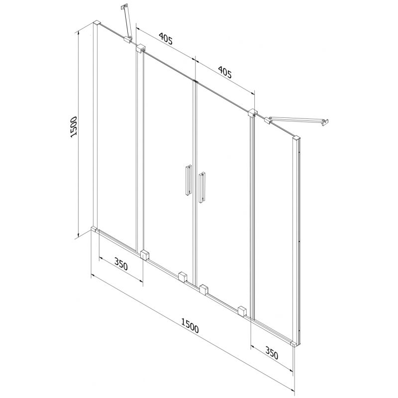 Mexen Velar Duo 2-wing sliding bath screen 140 x 150 cm, frost, gun metal - 896-140-000-32-95