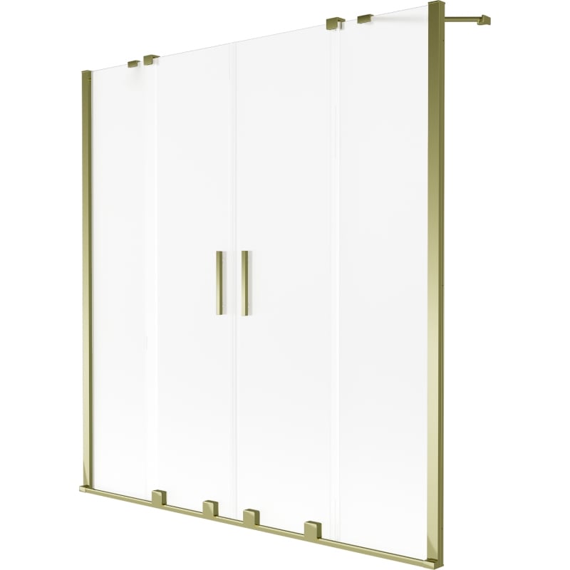 Mexen Velar Duo bath screen 2-panel sliding 160 x 150 cm, frost, gold - 896-160-000-32-50