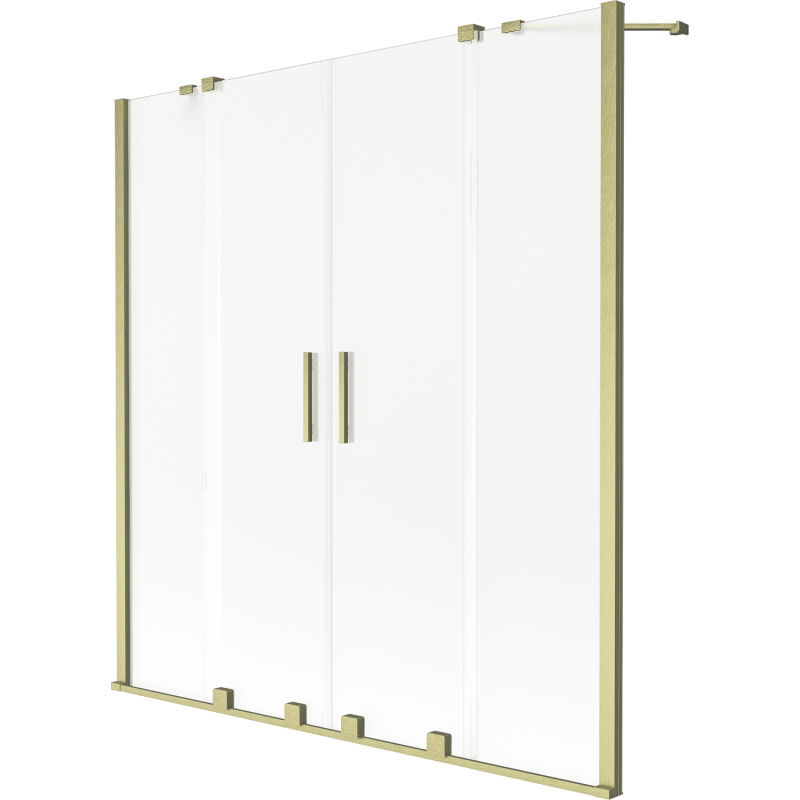 Mexen Velar Duo retractable 2-panel bath screen 160 x 150 cm, frosted, brushed gold - 896-160-000-32-55