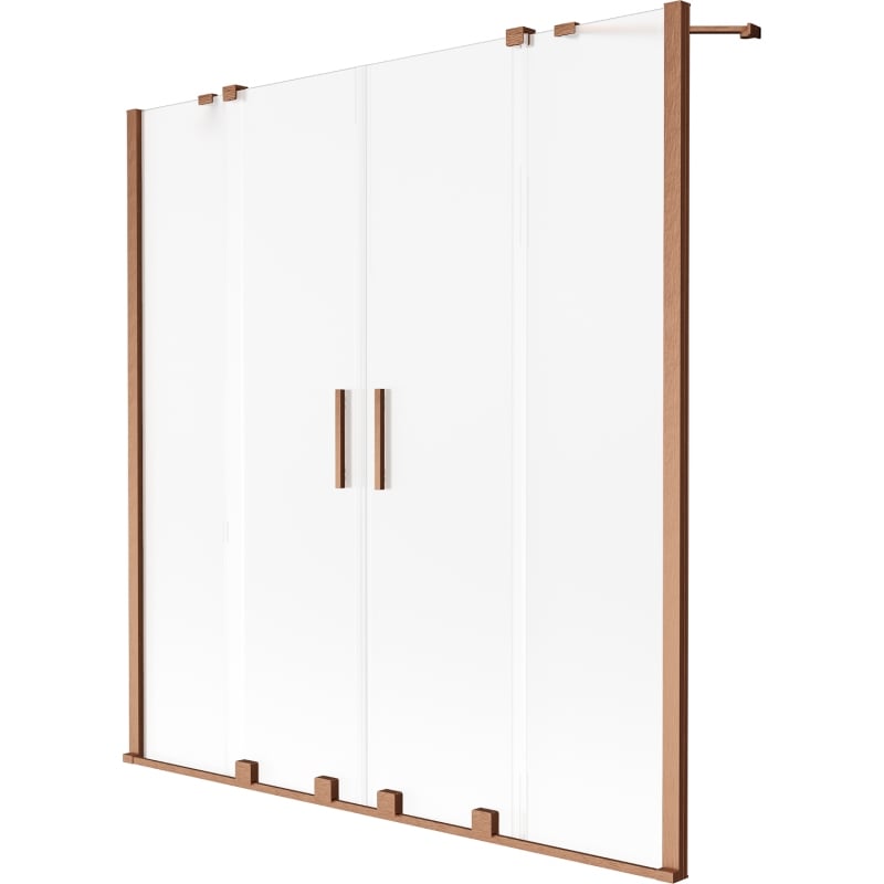 Mexen Velar Duo 2-panel sliding bath screen 160 x 150 cm, frosted, brushed copper - 896-160-000-32-65