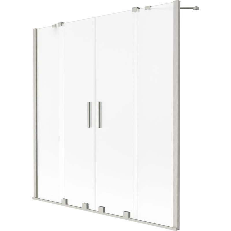 Mexen Velar Duo sliding bath screen 2-wing 160 x 150 cm, frost, brushed nickel - 896-160-000-32-97