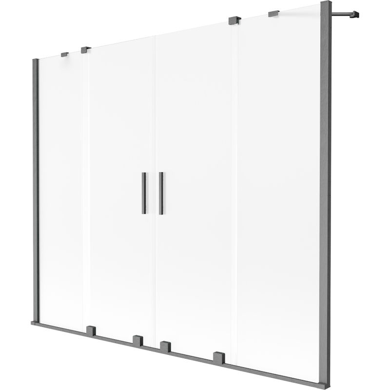 Mexen Velar Duo bathtub screen, 2-wing sliding 170 x 150 cm, frosted, brushed gun gray - 896-170-000-32-66