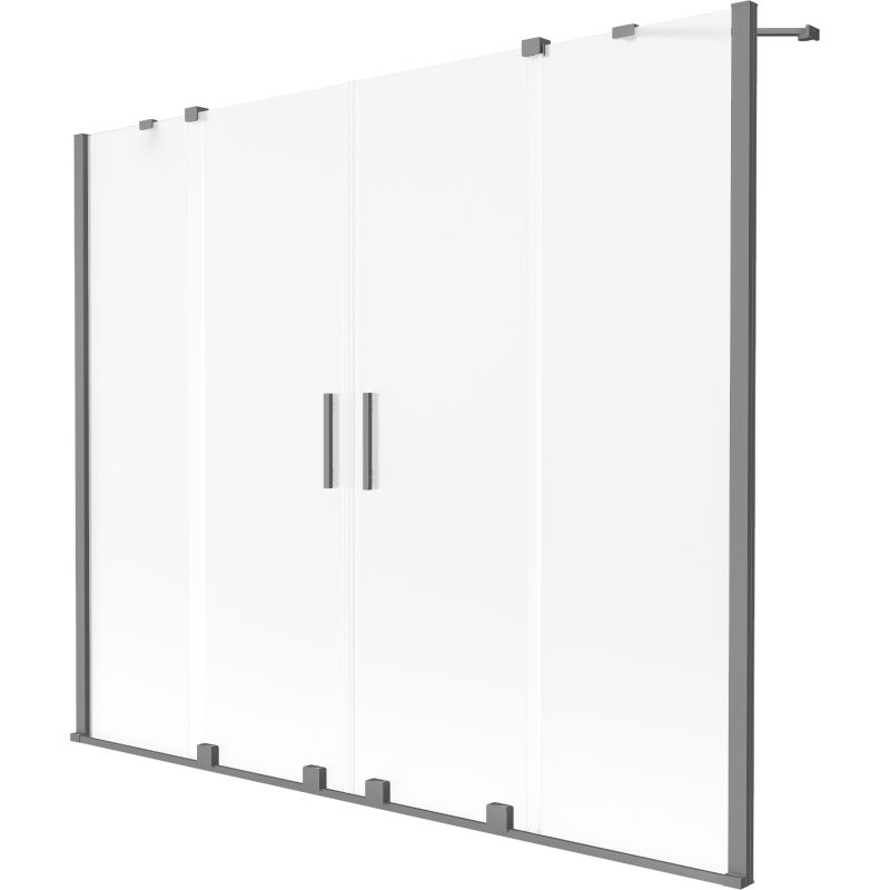 Mexen Velar Duo Bath Screen 2-Panel Sliding 170 x 150 cm, Frosted, Gun Metal - 896-170-000-32-95