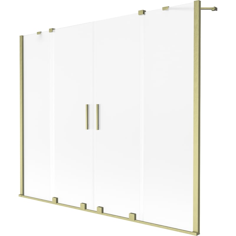Mexen Velar Duo 2-wing sliding bath screen 200 x 150 cm, frosted, brushed gold - 896-200-000-32-55