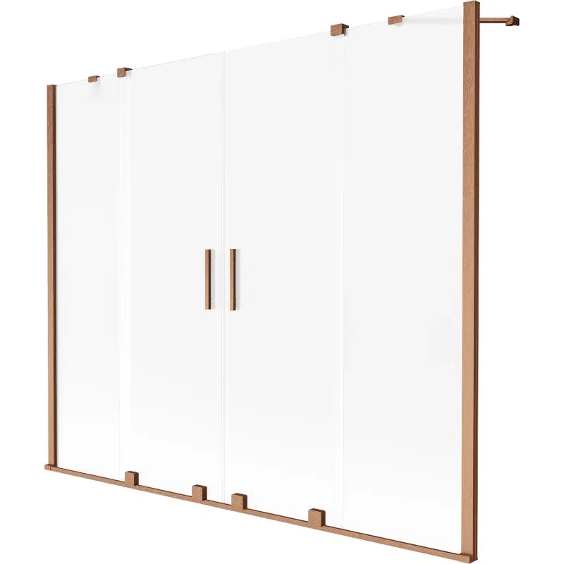 Mexen Velar Duo 2-wing sliding bath screen 200 x 150 cm, frost, brushed copper - 896-200-000-32-65