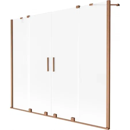 Mexen Velar Duo 2-wing sliding bath screen 200 x 150 cm, frost, brushed copper - 896-200-000-32-65