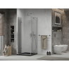 Mexen Lima folding shower cabin 80 x 80 cm, transparent, chrome + Flat tray, black - 856-080-080-01-00-4070
