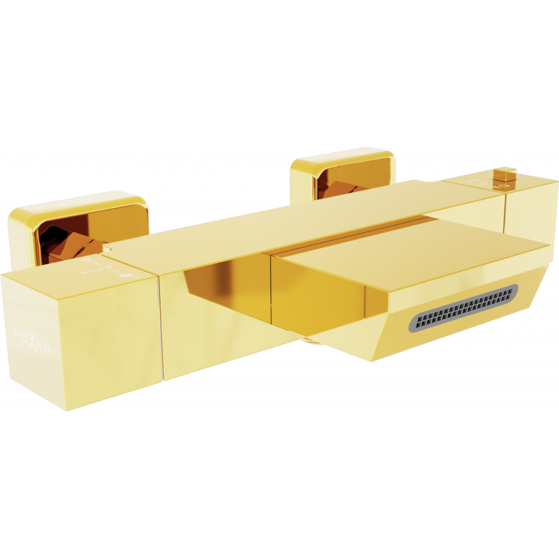 Mexen Cube Thermostatic Bath Tap, Gold - 77360-50
