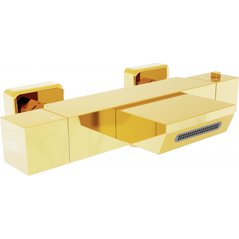 Mexen Cube thermostatic bathtub mixer tap, Gold - 77360-50