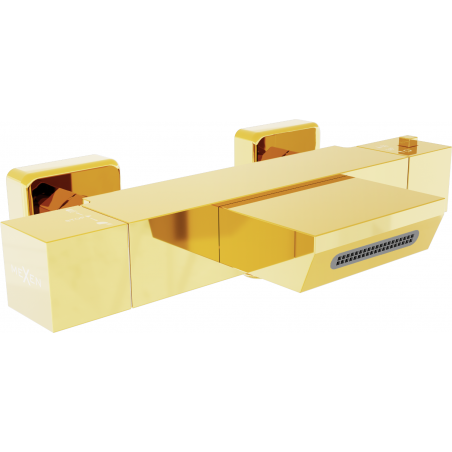 Mexen Cube Thermostatic Bath Tap, Gold - 77360-50