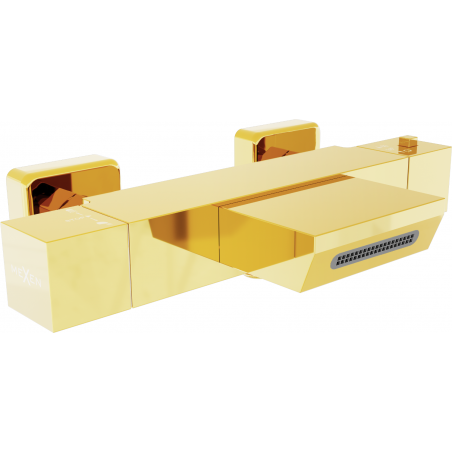 Mexen Cube thermostatic bathtub faucet, gold - 77360-50