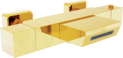 Mexen Cube thermostatic bathtub mixer tap, Gold - 77360-50