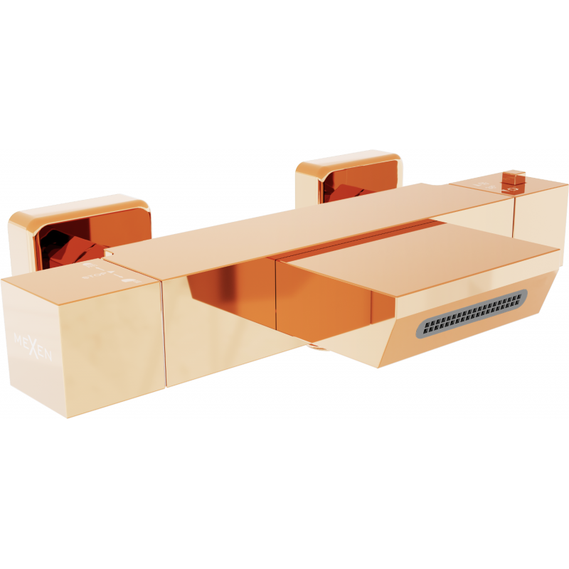 Mexen Cube thermostatic bathtub faucet, rose gold - 77360-60