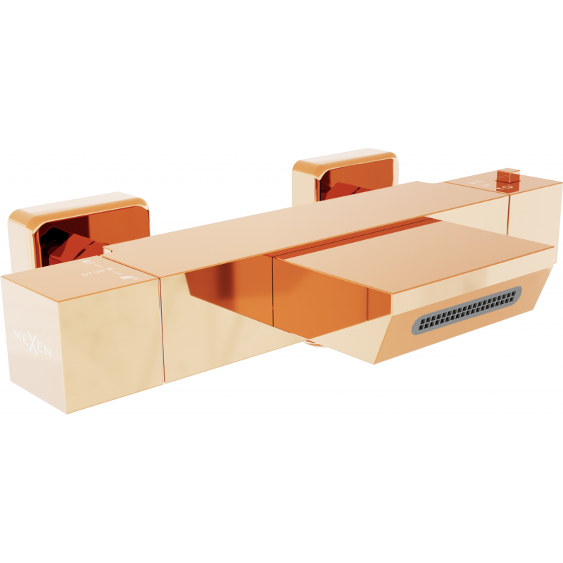 Mexen Cube thermostatic bathtub mixer tap, Rose gold - 77360-60