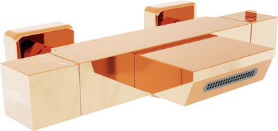 Mexen Cube thermostatic bathtub mixer tap, Rose gold - 77360-60