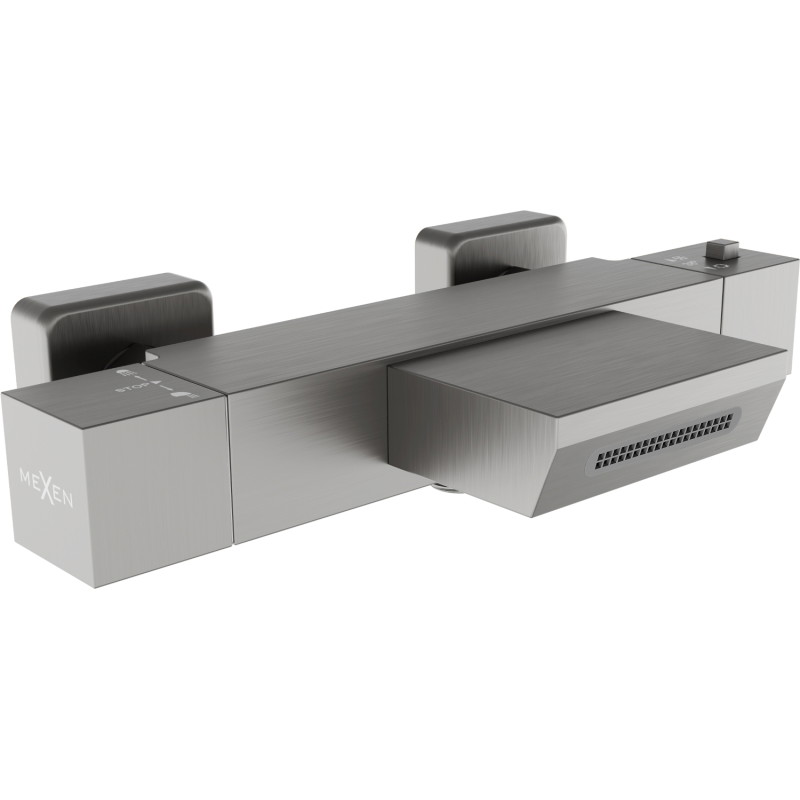 Mexen Cube thermostatic bathtub faucet, brushed gun gray - 77360-66