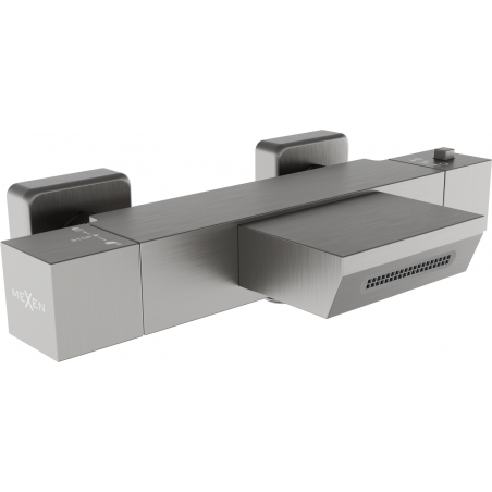 Mexen Cube thermostatic bathtub faucet, brushed gun gray - 77360-66