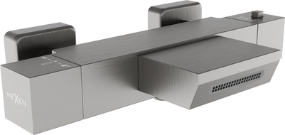 Mexen Cube thermostatic bathtub faucet, brushed gun gray - 77360-66