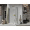 Mexen Lima folding shower cabin 70 x 90 cm, transparent, gold + Flat shower tray - 856-070-090-50-00-4010