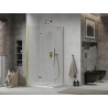 Mexen Lima folding shower cabin 70 x 100 cm, transparent, gold + Flat shower tray - 856-070-100-50-00-4010