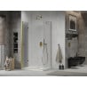 Mexen Lima folding shower cubicle 80 x 90 cm, Transparent, Gold + shower tray Flat - 856-080-090-50-00-4010