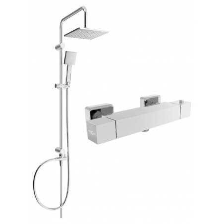 Mexen Tord surface-mounted shower set with a rainmaker and thermostatic mixer tap Cube, Chrome - 77200200-00