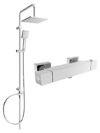 Mexen Cube Tord exposed shower set with rain showerhead and thermostatic shower faucet, chrome - 77200200-00