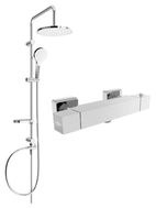 Mexen Cube Erik exposed shower set with rain showerhead and thermostatic shower mixer, chrome - 77200205-00