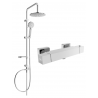 Mexen Cube Carl exposed shower set with overhead shower and thermostatic shower mixer, chrome - 77200240-00