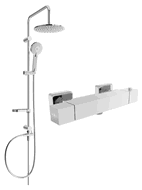 Mexen Carl surface-mounted shower set with a rainmaker and thermostatic mixer tap Cube, Chrome - 77200240-00