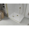 Mexen Lima folding shower cabin 100 x 70 cm, transparent, gold + Flat shower tray - 856-100-070-50-00-4010